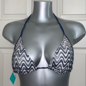 Light blue white boho bikini top